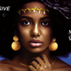 A beautiful woman with black hair, dangling gold earrings, and a crown made of shark teeth stares straight ahead. Text on the image reads "One Mermaid Will Rise."